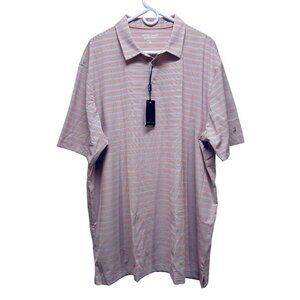 Michel Rouen Mens Red/Blue Stripe Performance Polo Shirt Size 3XL